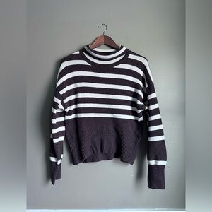 A New Day Striped Cowl Neck Sweater Size X-Small Brown White Women’s Sweater